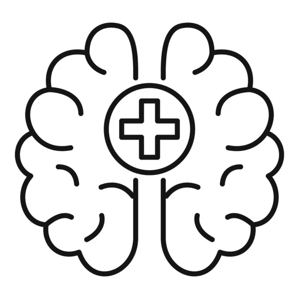 Ícone de cuidados médicos do cérebro, estilo esboço — Vetor de Stock