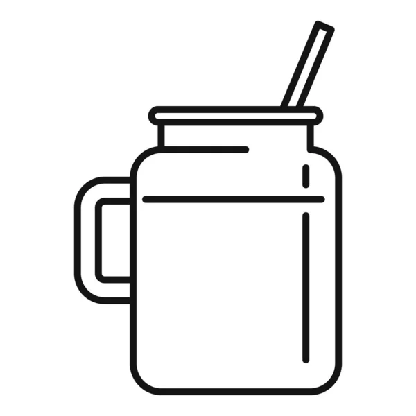 Иконка коктейля с сельдереем, стиль контура — стоковый вектор