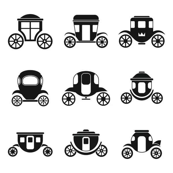 Brougham icons set, simple style — Stock Vector