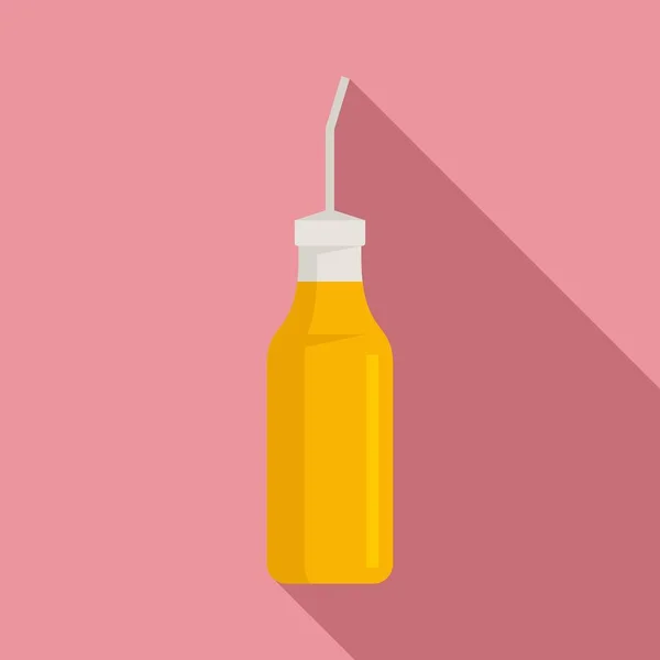 Aromatyczna ikona butelki z musztardą, płaska — Wektor stockowy