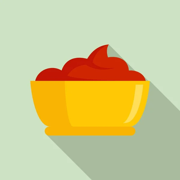 Ketchup bowl icoon, platte stijl — Stockvector