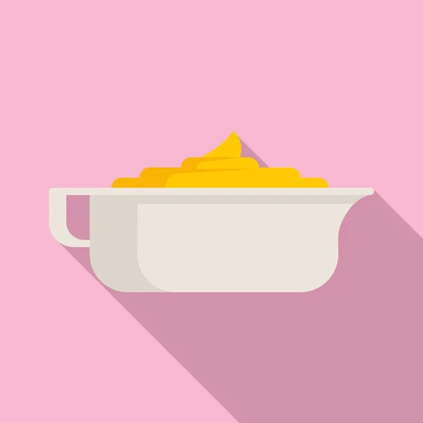 Icono de cuenco de salsa de mostaza, estilo plano — Vector de stock