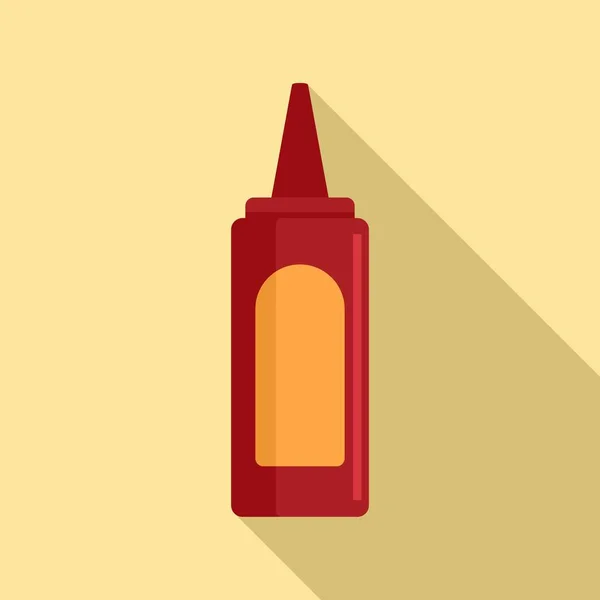 Icône de bouteille de ketchup savoureux, style plat — Image vectorielle