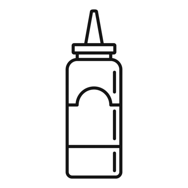 Icône de bouteille en plastique moutarde, style contour — Image vectorielle