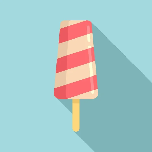 Icono de helado a rayas, estilo plano — Archivo Imágenes Vectoriales