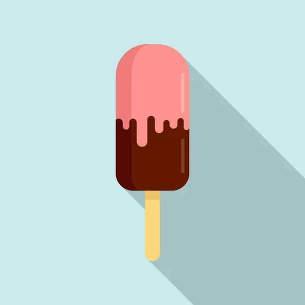 Owocowa ikona loda czekoladowego, płaski styl — Wektor stockowy