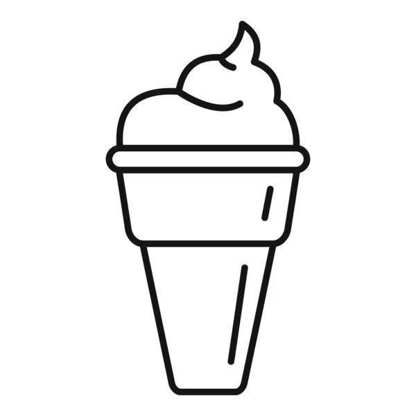 Icône de cône de crème glacée, style contour — Image vectorielle