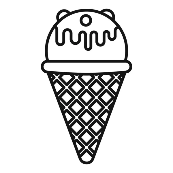 Ball ice cream icon, outline style — Stock Vector
