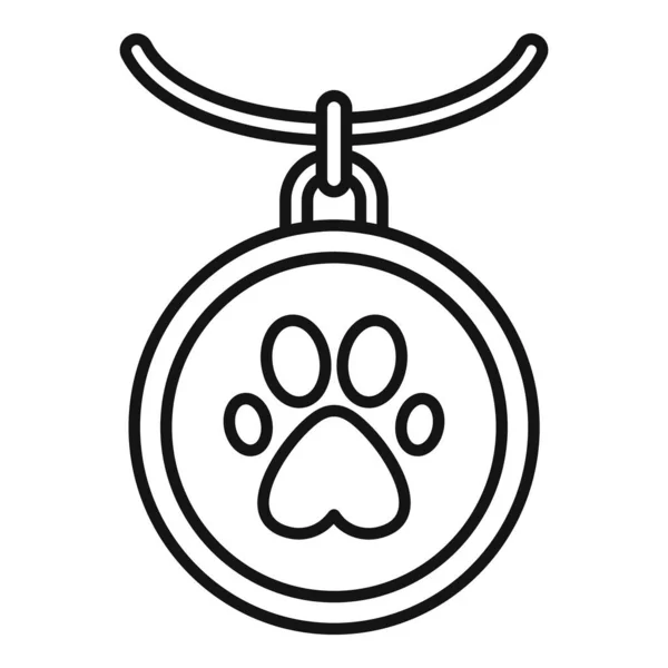 Dog πλαστικό μετάλλιο εικονίδιο, περίγραμμα στυλ — Διανυσματικό Αρχείο