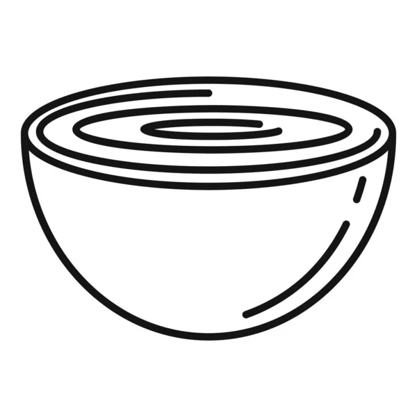 Icône d'oignon demi-coupée, style contour — Image vectorielle