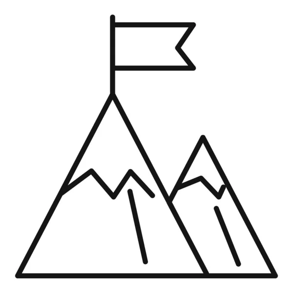 Icône de cible de montagne de démarrage, style de contour — Image vectorielle