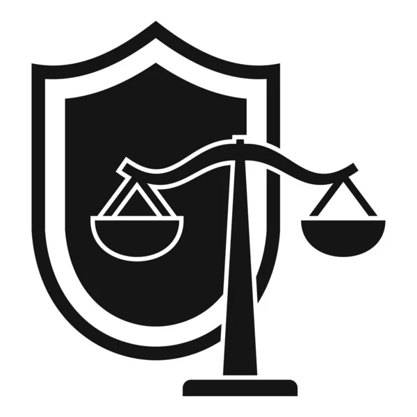 Justiça equilíbrio escudo ícone, estilo simples — Vetor de Stock