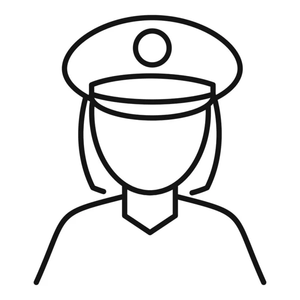 Icona donna polizia, stile contorno — Vettoriale Stock