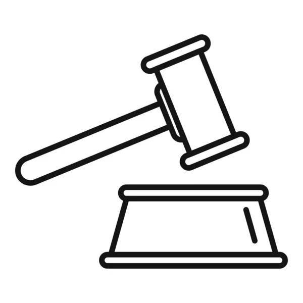 Juge gavel icône, style contour — Image vectorielle