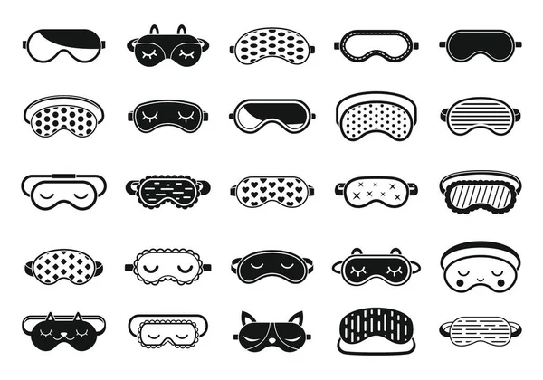 Ícones de máscara de dormir olho conjunto, estilo simples — Vetor de Stock