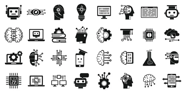 Machine learning data iconen set, eenvoudige stijl — Stockvector