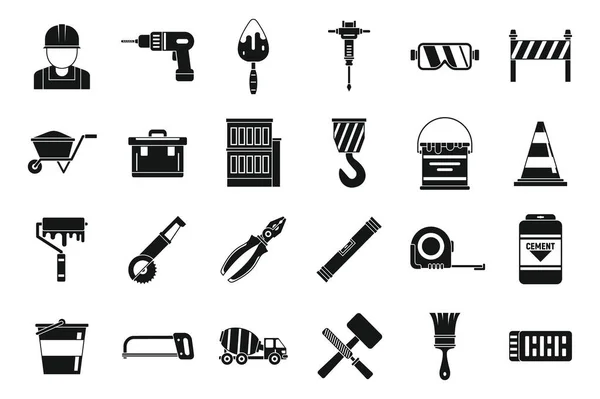 Safety building reconstruction icons set, simple style — Stock Vector