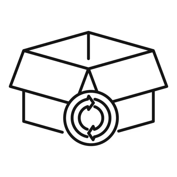 Icona della scatola di riciclaggio del cartone, stile del profilo — Vettoriale Stock