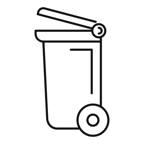 Icono de contenedor de basura de rueda, estilo de contorno — Vector de stock