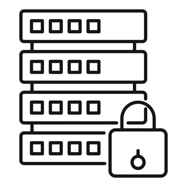 Icona del server protetta, stile contorno — Vettoriale Stock