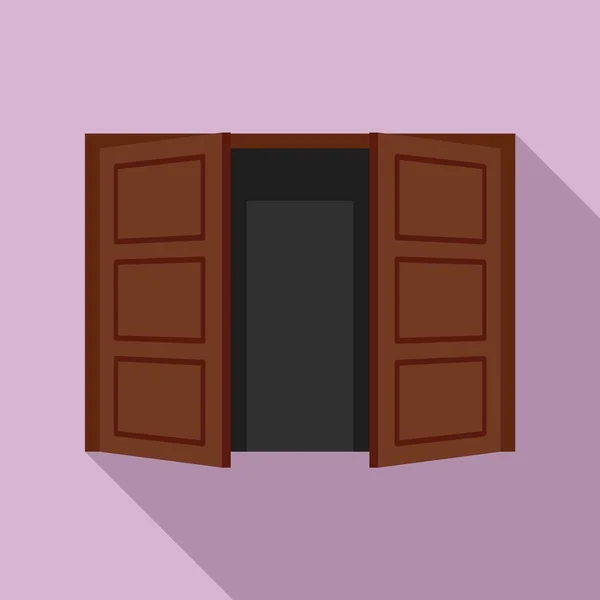 Open deur icoon, flat style — Stockvector