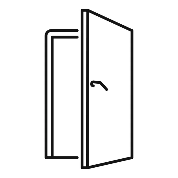 Иконка открытой двери, стиль контура — стоковый вектор