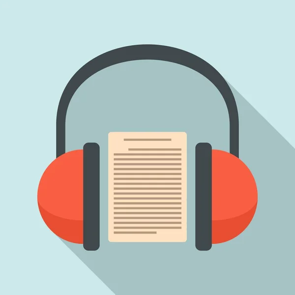 Ikona audio lekce sluchátek, plochý styl — Stockový vektor