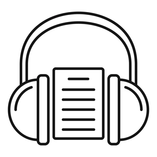 Koptelefoon audio-les icoon, outline stijl — Stockvector