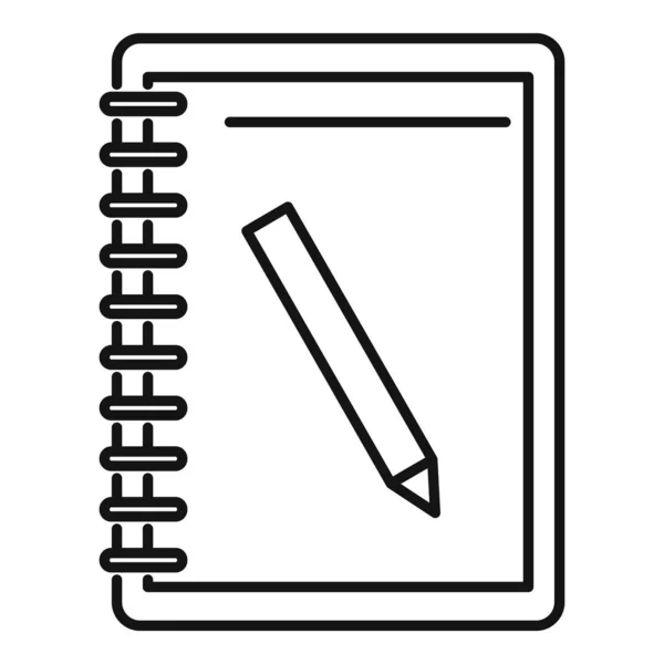 Icono de cuaderno de lápiz de lección, estilo de esquema — Vector de stock
