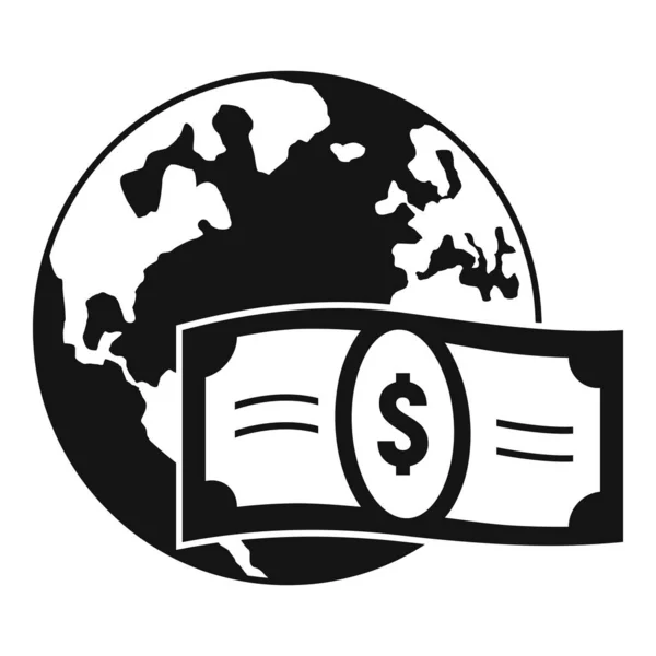 Globális pénzátutalás ikon, egyszerű stílus — Stock Vector