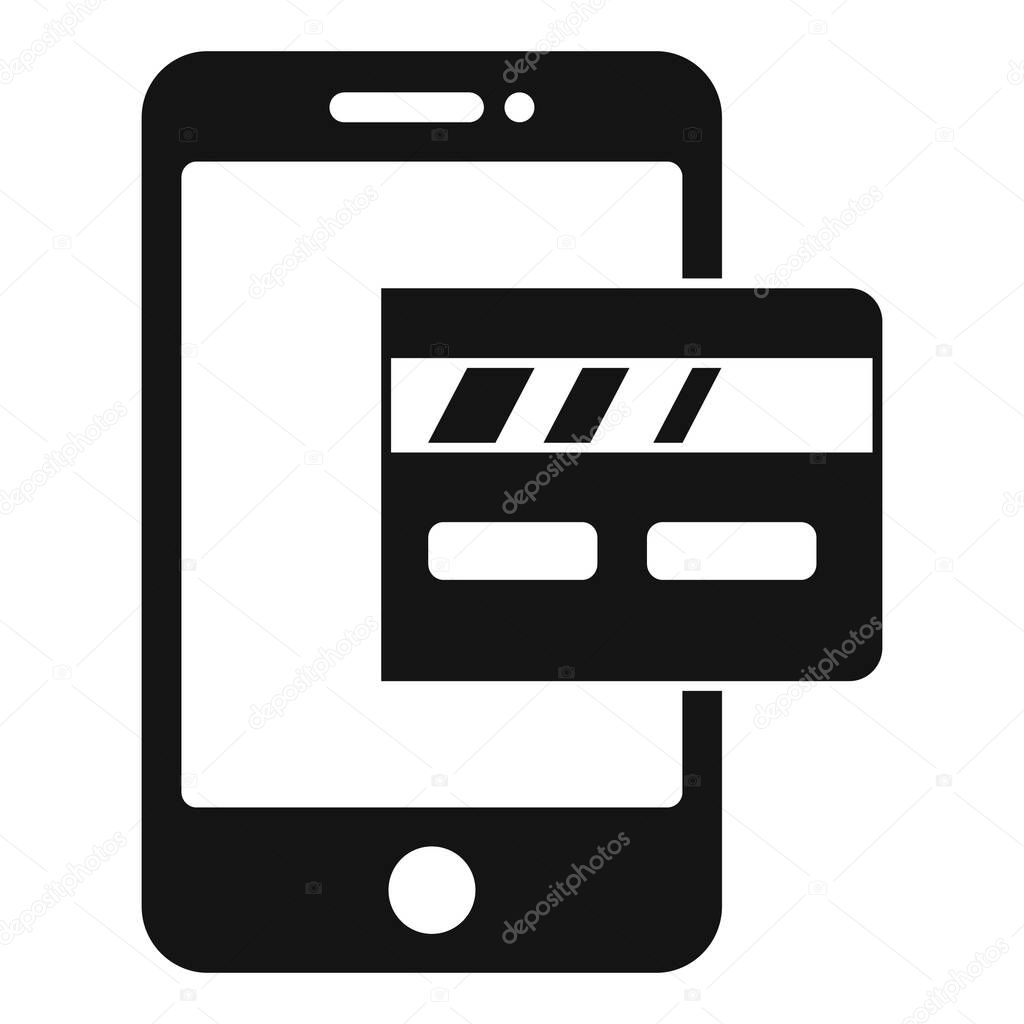 Smartphone credit card icon, simple style