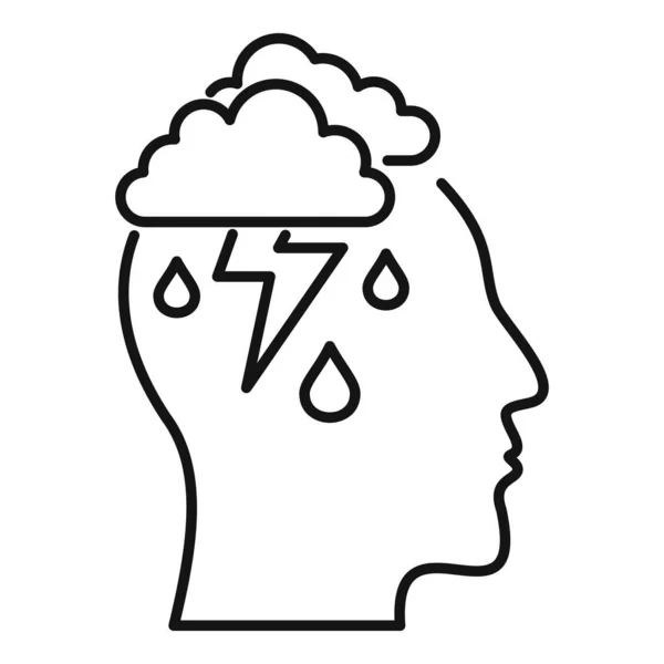 Mind thunderstorm icon, outline style
