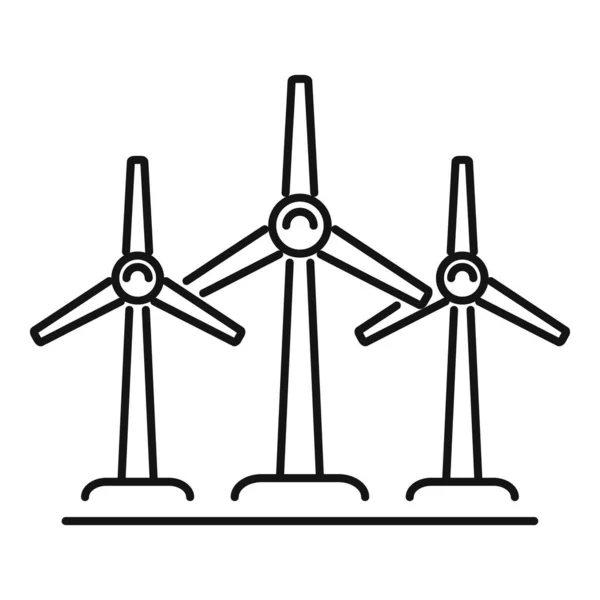 Ikone der Windenergieanlage, Umrissstil — Stockvektor