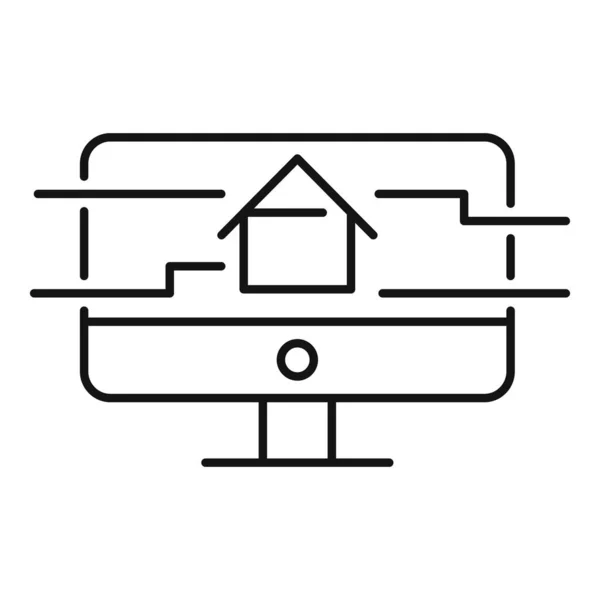 Smart House Monitor-Symbol, Umriss Stil — Stockvektor