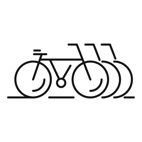 Ícone de estacionamento de aluguel de bicicleta, estilo esboço — Vetor de Stock