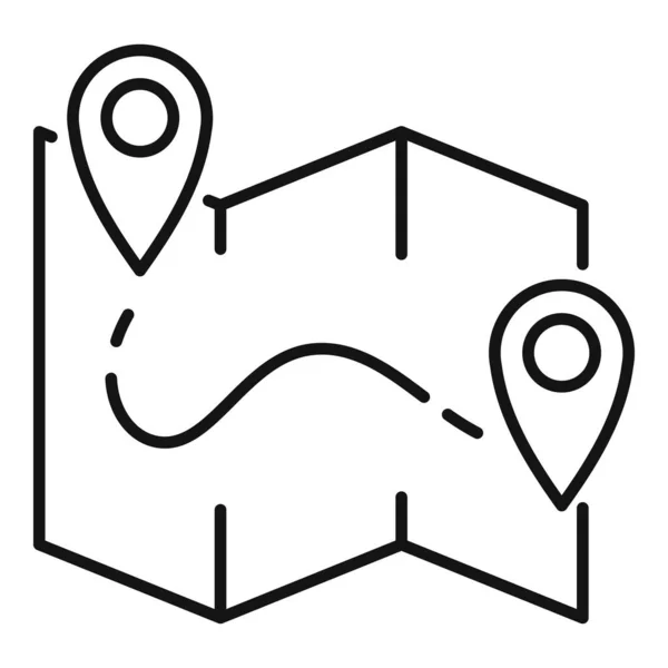 Fietsverhuur routekaart icoon, outline stijl — Stockvector