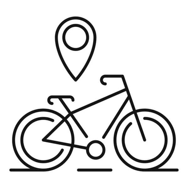 Ícone de localização de bicicleta de pino Gps, estilo de contorno — Vetor de Stock