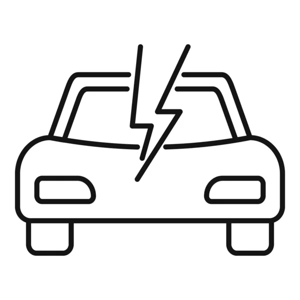 Eco icona auto elettrica, stile contorno — Vettoriale Stock