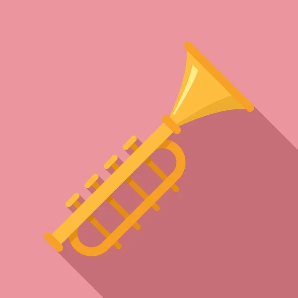 Gouden trompet icoon, platte stijl — Stockvector