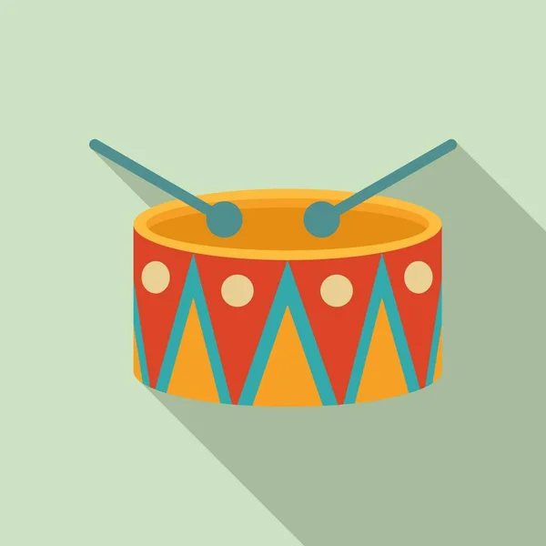 Carnaval drum icoon, platte stijl — Stockvector