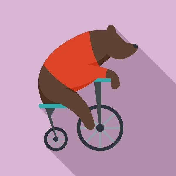 Bear on bicycle icon, flat style — Stock Vector