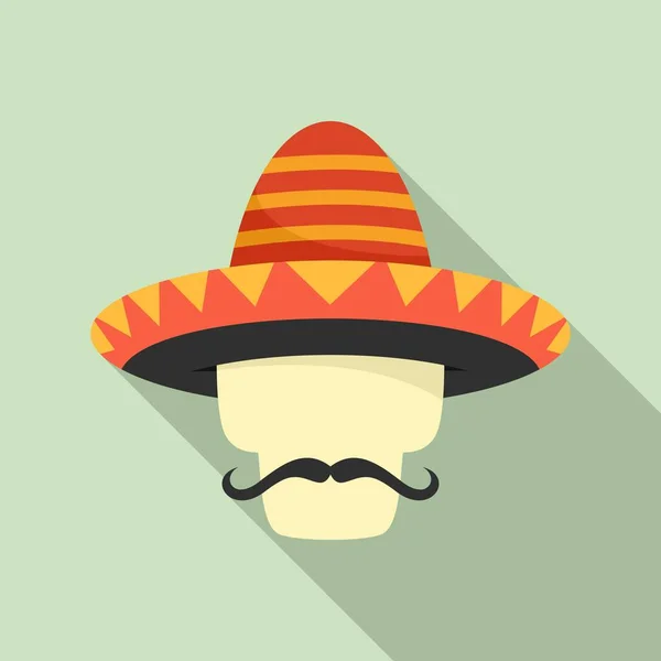 メキシコの顔の男性のアイコン、フラットスタイル — ストックベクタ