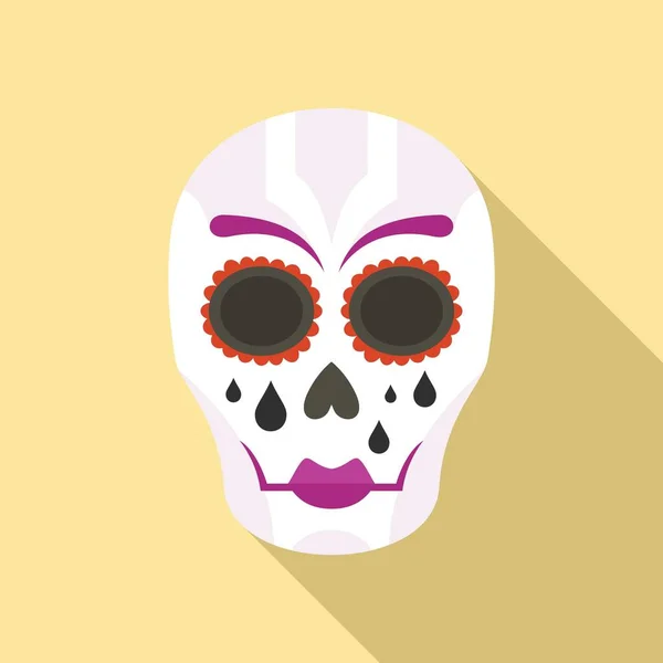 Mexicaanse vrouw schedel pictogram, flat style — Stockvector