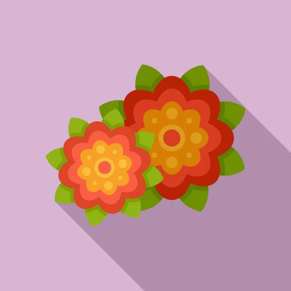 Mexican flowers icon, flat style — Stock Vector