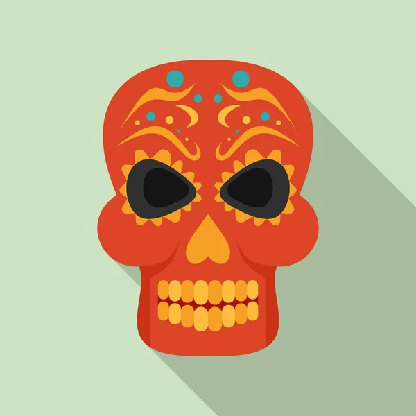 죽은 멕시코 해골 아이콘, 납작 한 스타일 — 스톡 벡터