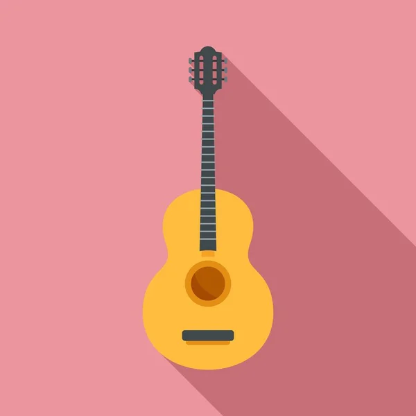 Mexican traditional guitar icon, flat style — Stock Vector