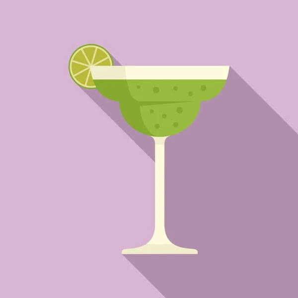 Tequila icône de cocktail au citron vert, style plat — Image vectorielle