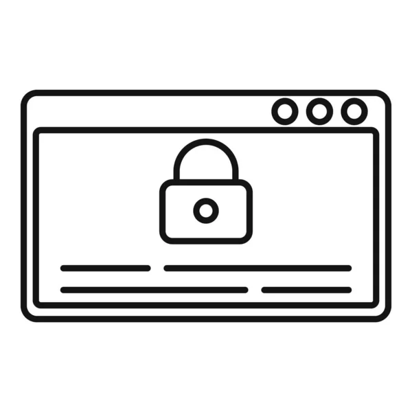 Icono de autenticación de bloqueo web, estilo de esquema — Vector de stock