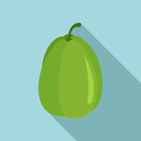 Green chayote plant icon, flat style — Stock Vector