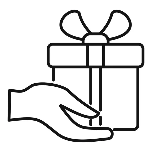 Icono de envío de caja de regalo rápido, estilo de esquema — Archivo Imágenes Vectoriales